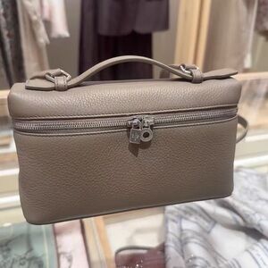 Loro Piana Pebbled Leather Vanity Case in Taupe